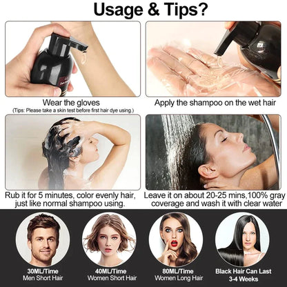 BLACK HAIR DYE SHAMPOO 3-IN-1 BUY 1 GET 1 FREE