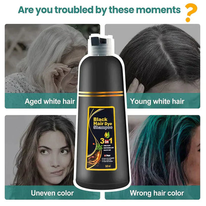 BLACK HAIR DYE SHAMPOO 3-IN-1 BUY 1 GET 1 FREE