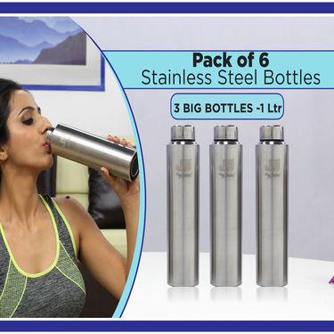 Pack of 6 Stainless Steel Water Bottles